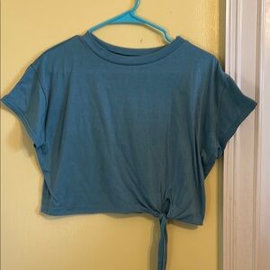 Blue Women's Tie-Front Top